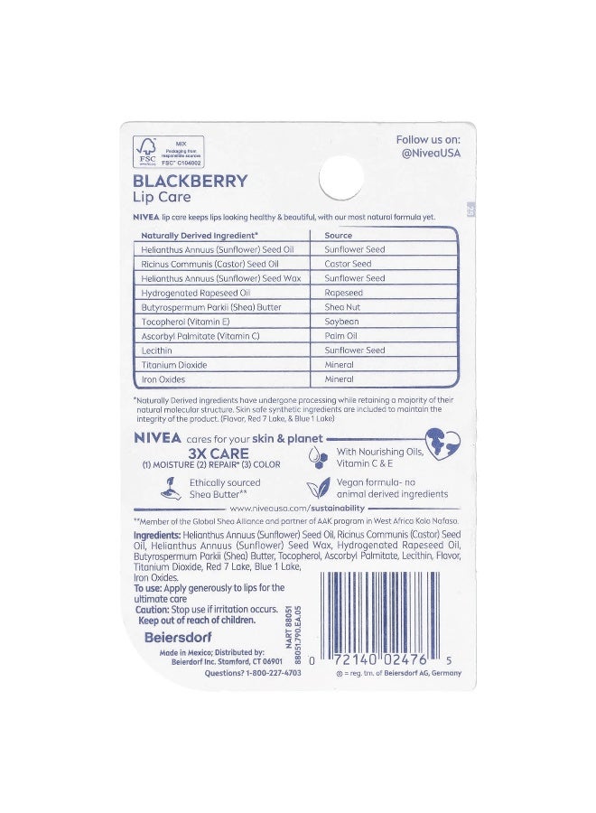 Nivea, Tinted Lip Care, Blackberry, 2 Pack, 0.17 oz (4.8 g) Each - Image 3