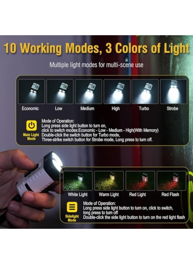 Mini Torch 1600 Lumen Rechargeable Flashlight, IP68 Waterproof, Magnetic Tail, Rotatable Clip, 10 Modes, 260m Range – Compact  Powerful for Camping, Emergency, Work (White) 【Energy Class A+++】 - Image 5