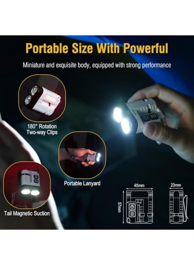 Mini Torch 1600 Lumen Rechargeable Flashlight, IP68 Waterproof, Magnetic Tail, Rotatable Clip, 10 Modes, 260m Range – Compact  Powerful for Camping, Emergency, Work (White) 【Energy Class A+++】 - Image 3