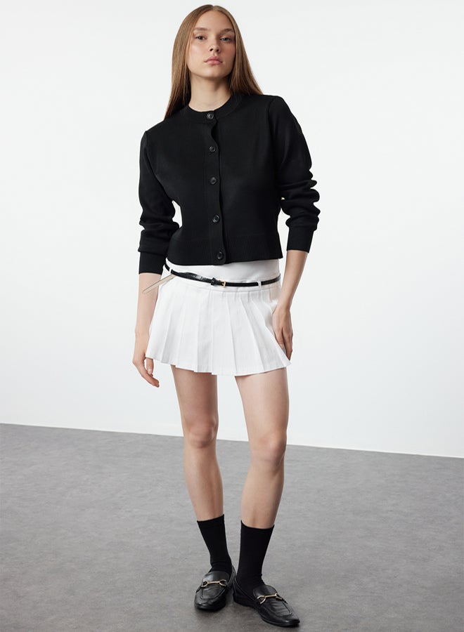 trendyol Crew Neck Black Knitwear Cardigan - Jacket Look - Image 2