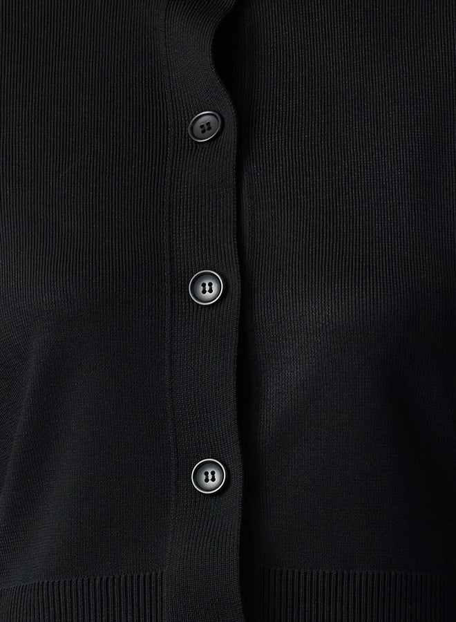 trendyol Crew Neck Black Knitwear Cardigan - Jacket Look - Image 3