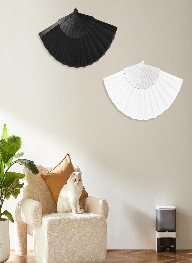 SQUISHCO 2Pcs Hand Fan Manual, Chinese Fan for Hand, Paper Fans for Decoration, Hand Fan Foldable with Butterfly and Cherry Blossom Designs (2pcs (black+white)) - Image 5