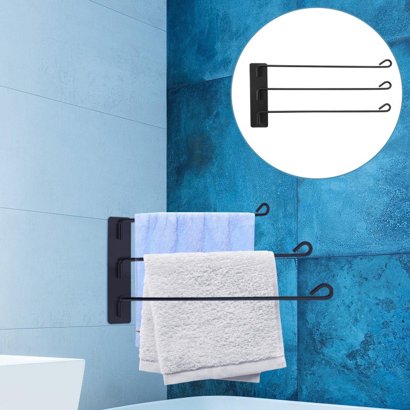 3 Bar Stainless Steel Rotary Towel Rack Wall Mount Bathroom Kitchen Holder Organizer - Image 4
