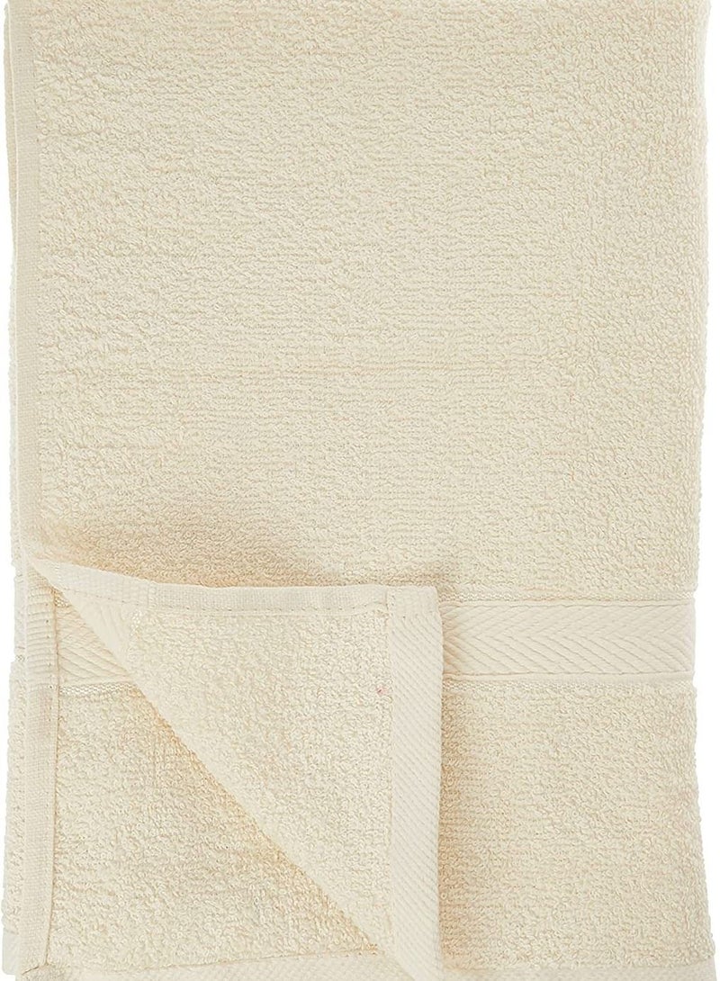 Princes Terry 100% Cotton 2pcs Towel Set Super Quick Dry Highly Absorbent Dobby Border Ring Spun Cotton 1pc Bath Towel 70 x 140 cm and 1pc Hand Towel 50 x 90 cm 480 GSM Color Cream  - Image 2