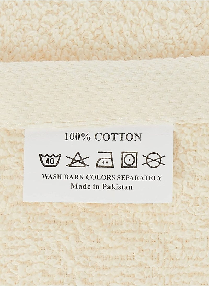 Princes Terry 100% Cotton 2pcs Towel Set Super Quick Dry Highly Absorbent Dobby Border Ring Spun Cotton 1pc Bath Towel 70 x 140 cm and 1pc Hand Towel 50 x 90 cm 480 GSM Color Cream  - Image 3