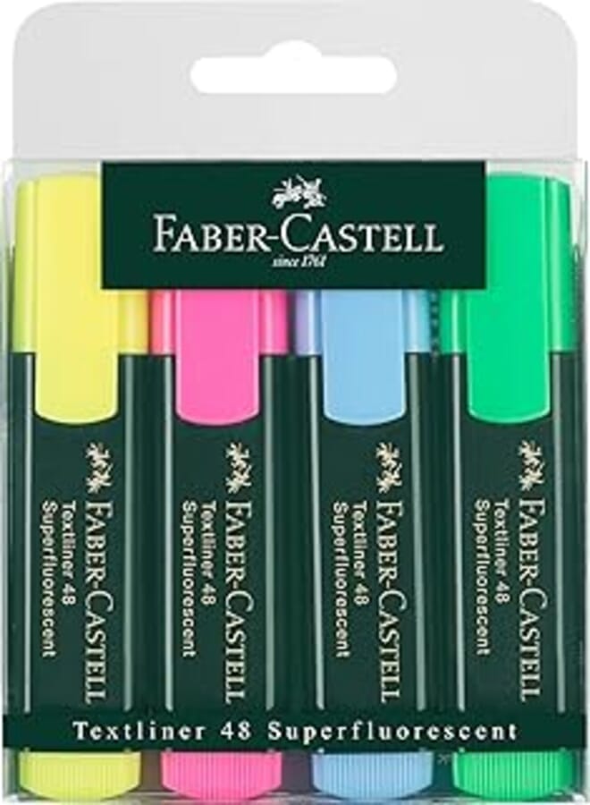 Faber Castell Highlighter 4 Per Pack Assorted Colors