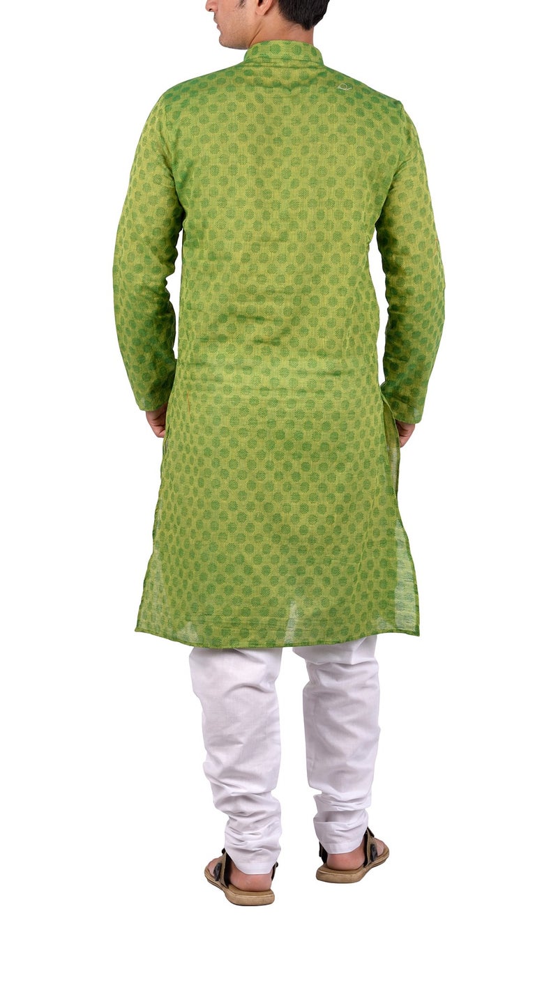 Maharaja Shirt Men's Cotton Printed Kurta Pyjama (MSKP002, Green, 42) - Image 2