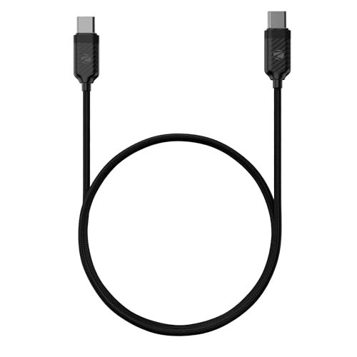 Zebronics Type C - Type C Braided Cable, 60 Watts, Upto 480Mbps Data Sync, Fast Charging, 1 M, Compatible with iPhone 15 & 16 Series, iPad, MacBook, Samsung, Android (Wattz 60CC5, Black) - Image 1