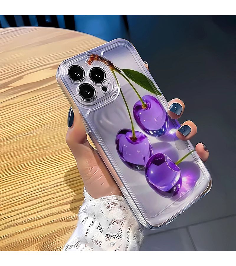 Phone Case Compatible with iPhone 11 Mixed Color 1 Purple Cherry Ripple Reflection Pattern Transparent Space Drop Proof Scratch Resistant Anti Shatter Screen Protection Design Comfortable Grip - Image 2