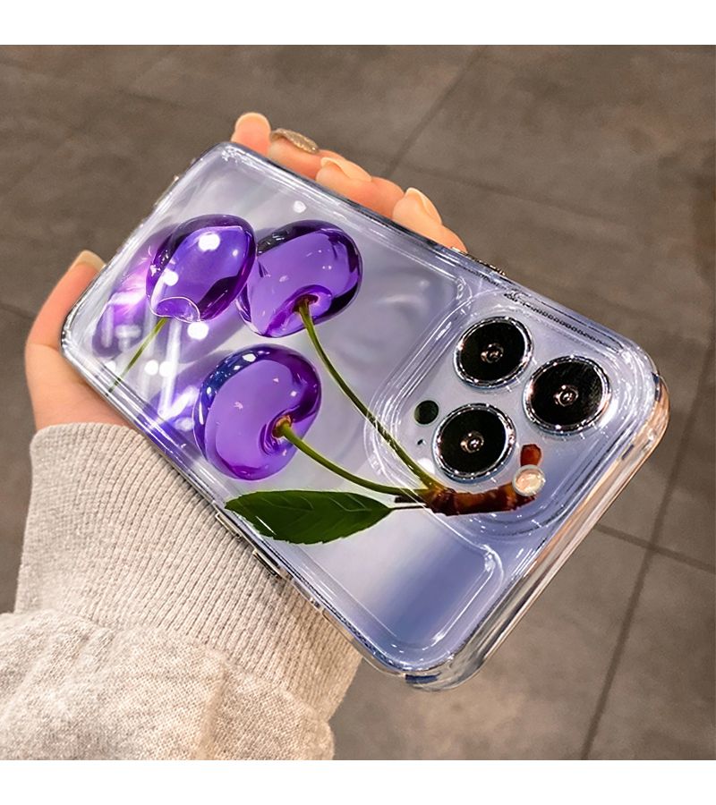 Phone Case Compatible with iPhone 11 Mixed Color 1 Purple Cherry Ripple Reflection Pattern Transparent Space Drop Proof Scratch Resistant Anti Shatter Screen Protection Design Comfortable Grip - Image 3