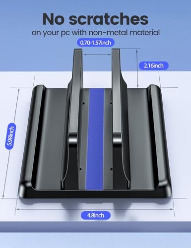 Vaydeer Vertical Laptop Stand Holder Plastic Adjustable Desktop Notebook Dock Space-Saving 3 in 1 for All MacBook Pro Air, Mac, HP, Dell, Microsoft Surface, Lenovo, up to 17.3 inches (Black) - Image 4