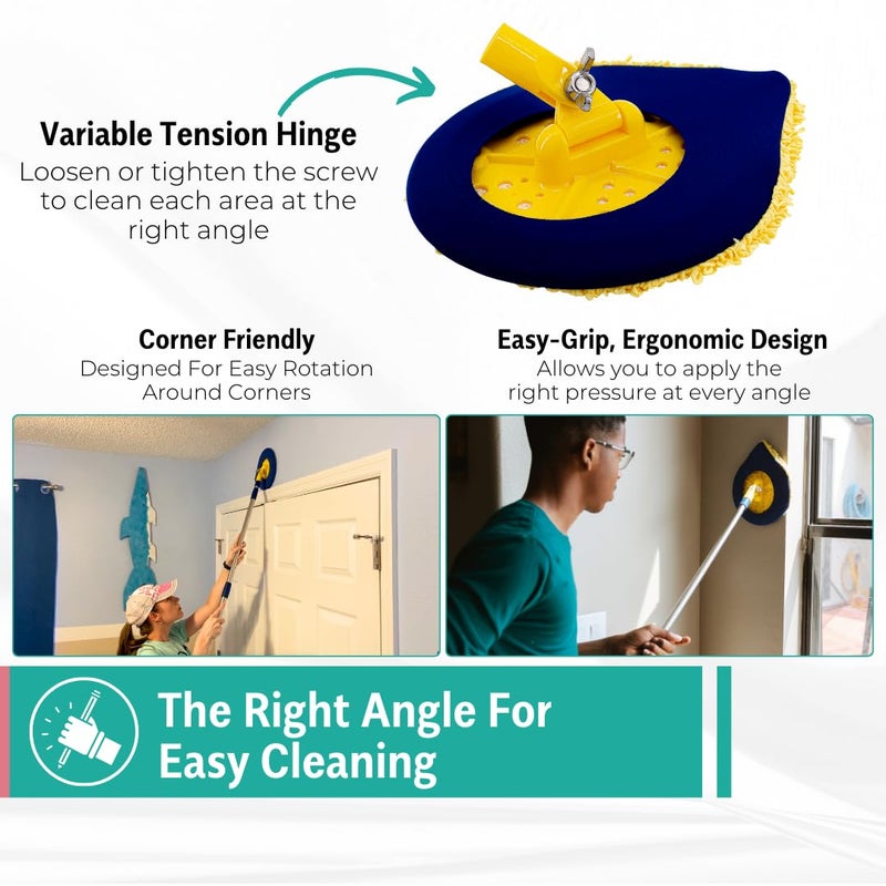CHOMP Long Handle Wall Cleaner, 5 Minute CleanWalls Extendable Wall Washer, Ceiling Cleaner, Baseboard Duster, Telescoping Dry Dust and Wet Wash Cleaning Mop with Washable Microfiber Pad - Image 3