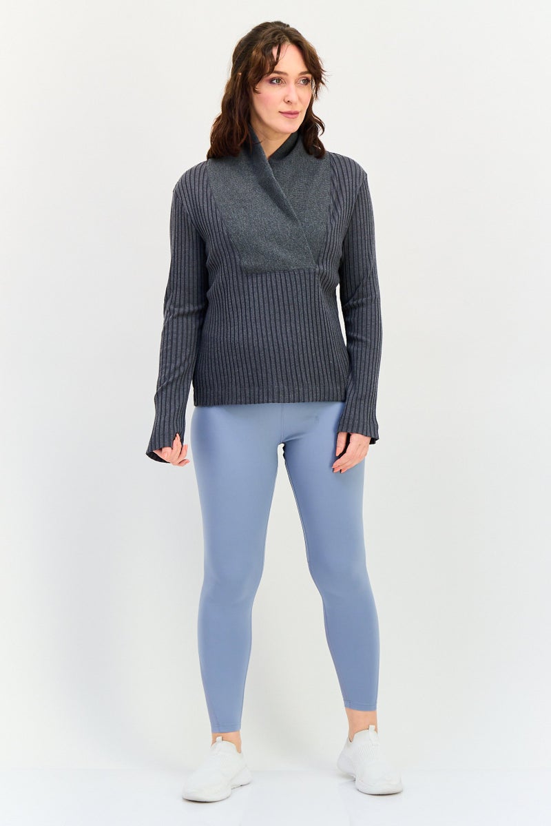 Nike Women Loose Fit Long Sleeve Ribbed Training Sweatshirt, Grey - Image 4