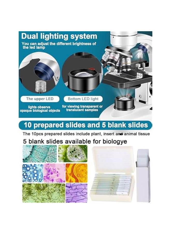 Arabest Adult Trinocular Microscope WF10x and WF25x Eyepieces 40X-5000X Magnification, Digital Lab Trinocular Compound LED Microscope (Trinocular Microscope with Electronic Eyepieces) - Image 5