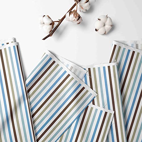 Bacati - Single Light Filtering Curtain Panel Mod Stripes Aqua/Brown - Image 2