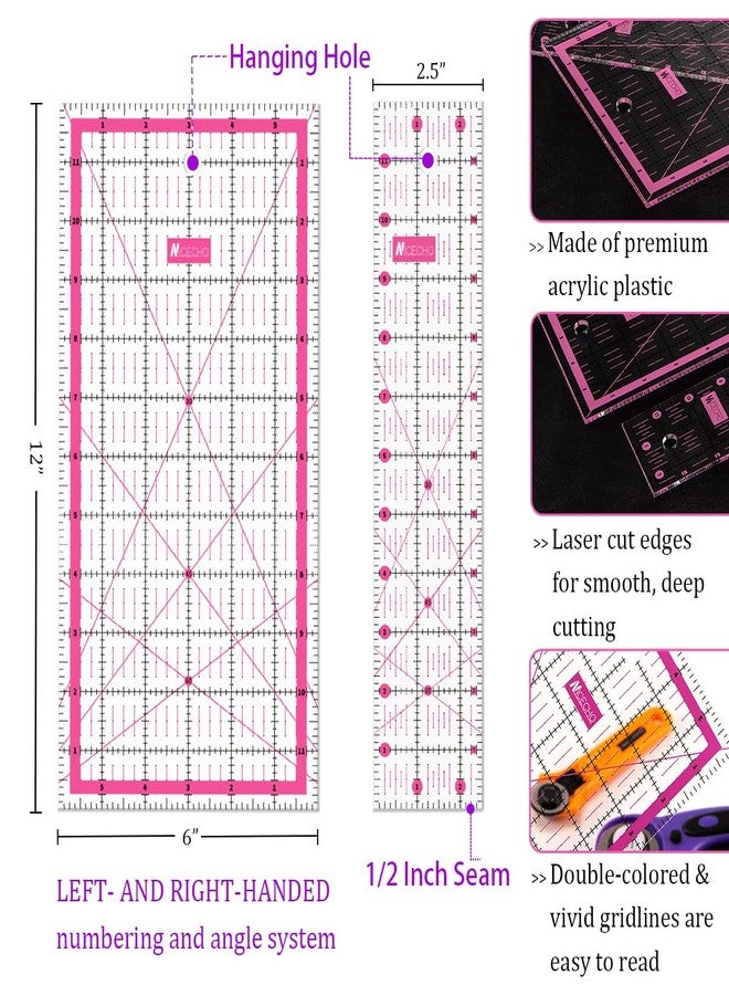 Nicecho Rotary Cutter Set,Nicecho Sewing Quilting Supplies,45mm & 28 mm Fabric Cutters,8 Rotary Cutter Blades,A3 Cutting Mat for Sewing,6x12 & 2.5x12 In Quilting Rulers,Ideal Quilt kits for Lovers & Beginners - Image 4