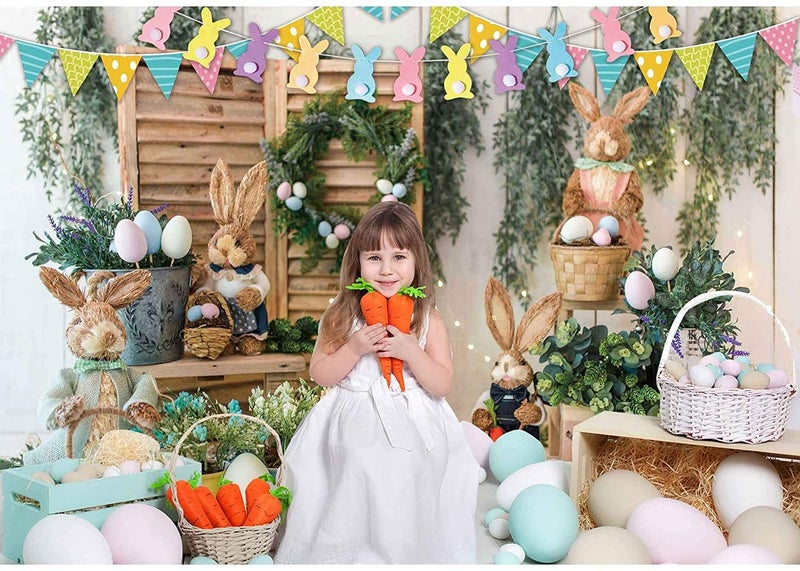 BUTEN Easter Photography Backdrop Egg Bunny Garden Flower Decoration Photo Background Birthday Party Supplies Newborn Baby Portrait Booth Props 7x5FT - Image 2