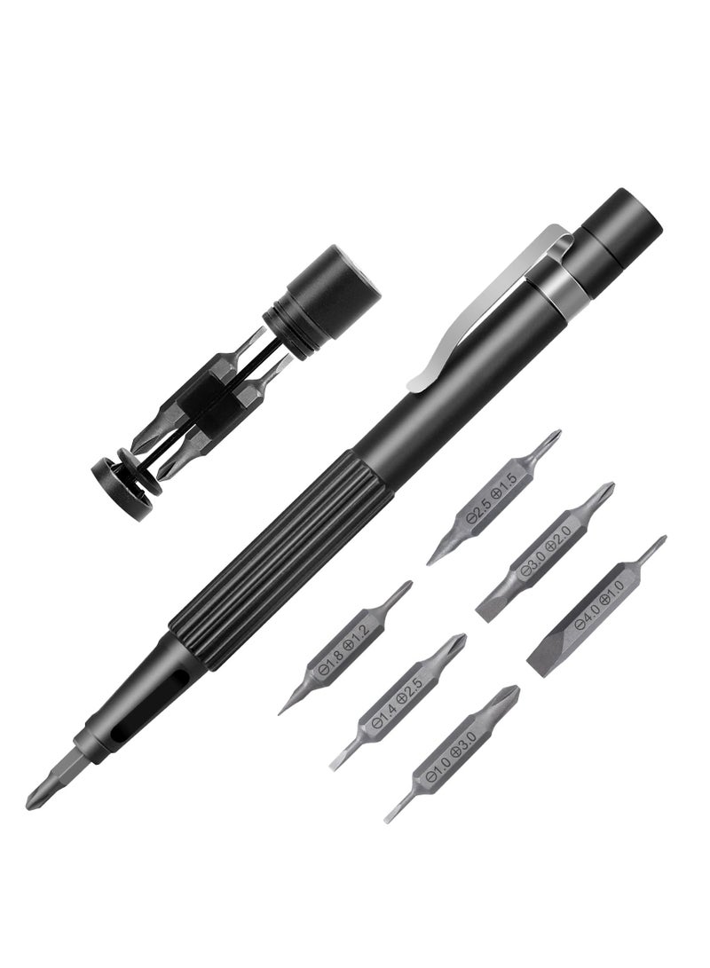 Zikra Small Screwdriver 13 In1 Precision Set Multi Magnetic Pocket Professional Phillips and Slotted Bits for Eyeglass Electronics Jewelry Watch EDC Black Type A - Image 1