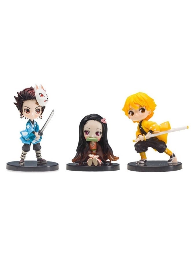 مجموعة من 3 تماثيل قاتل الشياطين شخصيات رائعة يمكن تخزينها على المكاتب والخزائن - Image 1