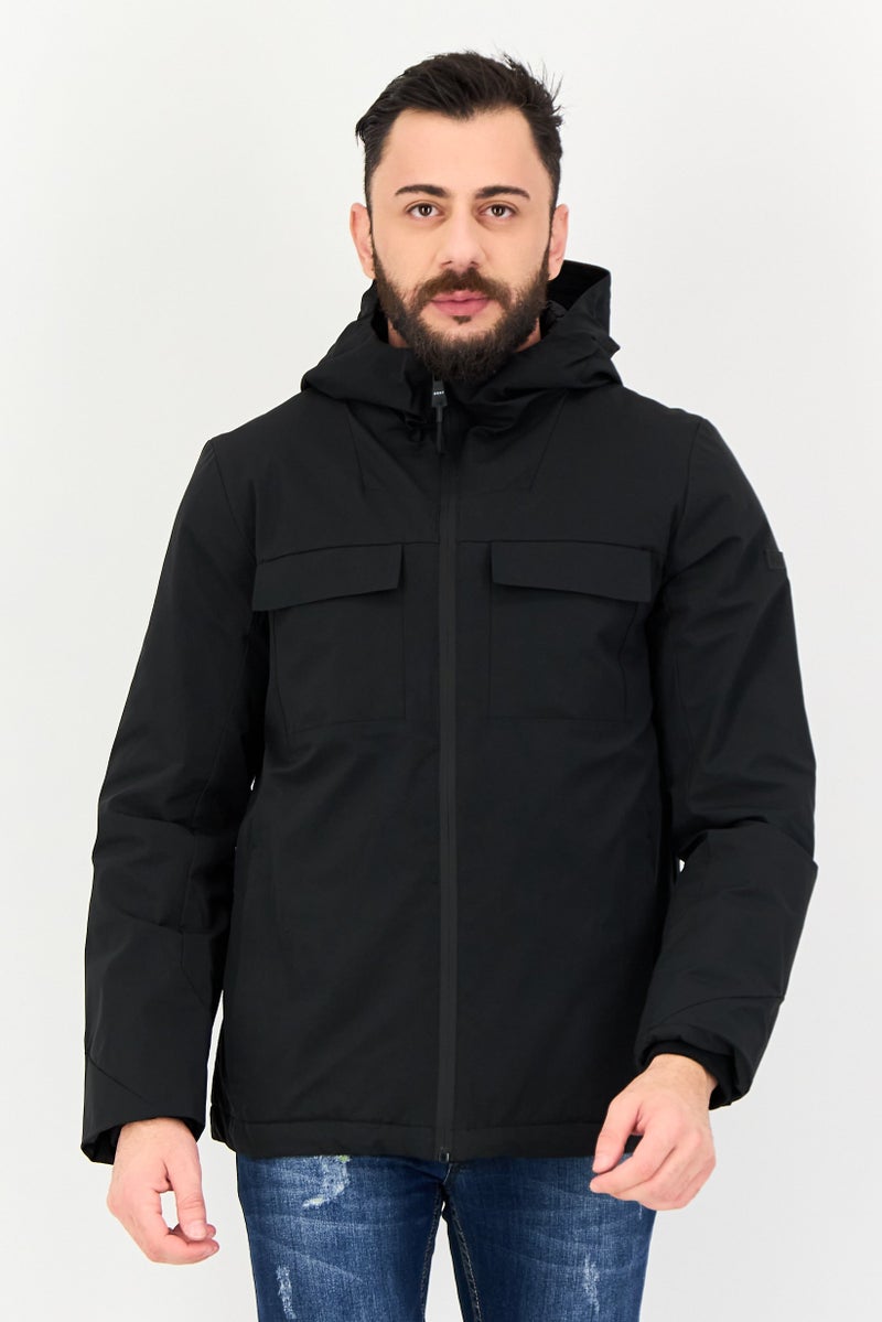 DKNY Men Brand Logo Bomber Jacket, Black - Image 1