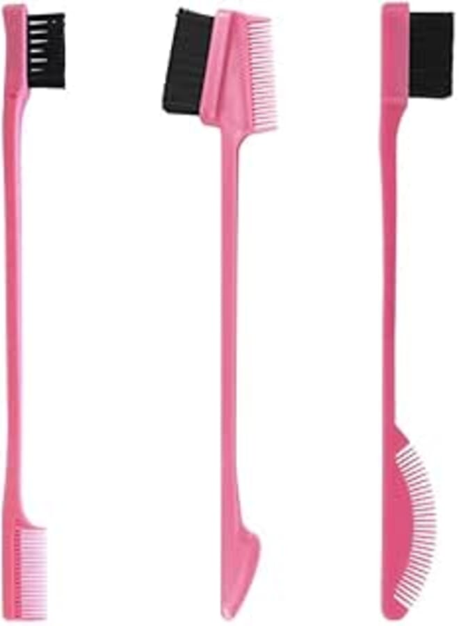 3 Pieces Double-Sided Hair Brush, Eyebrow Brush, Double-Sided Comb Hair Brush, for Hair Edge Control