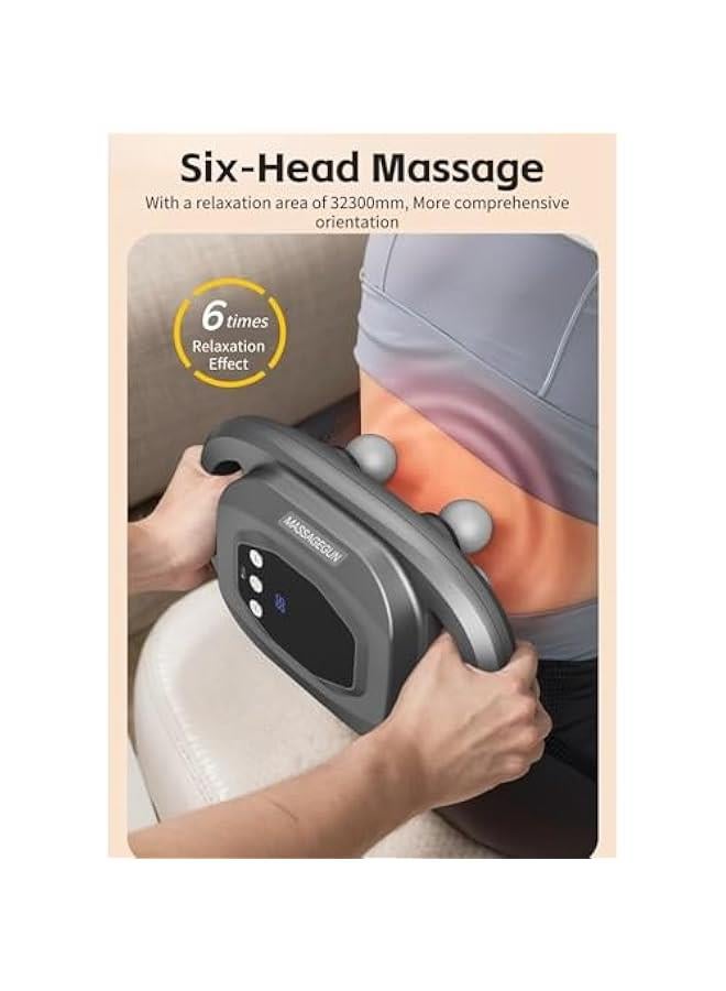 Loquat Massage Gun Deep Tissue, 6 Heads Percussion Massager Gun with 20 Levels 6 Massage Modes for Back Neck Leg Full Body Muscle Pain Relief Massager Gifts for Dad Mom Families (Black) - Image 4