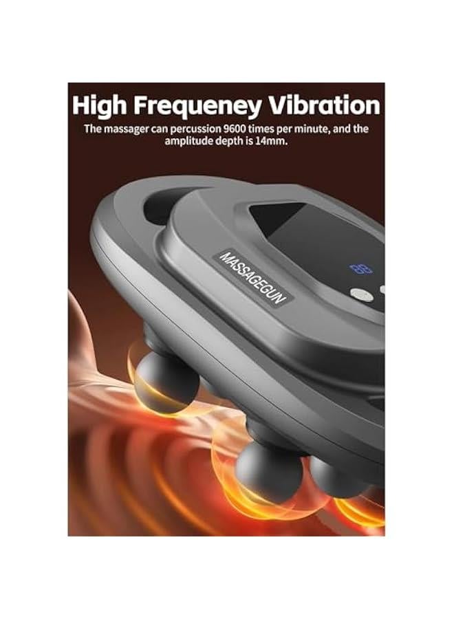 Loquat Massage Gun Deep Tissue, 6 Heads Percussion Massager Gun with 20 Levels 6 Massage Modes for Back Neck Leg Full Body Muscle Pain Relief Massager Gifts for Dad Mom Families (Black) - Image 5