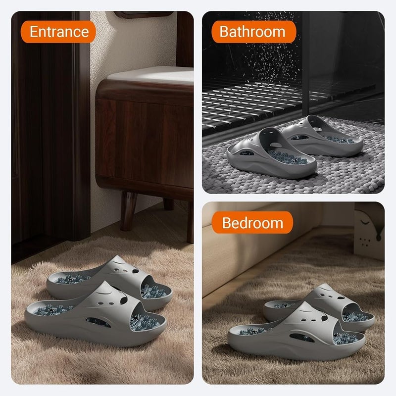 YelaJoy Acupressure Massage Slippers for Plantar Fasciitis - Full Coverage Reflexology Sandals with Massage Nodes, Foot Massager for Stress Relief, Relaxation Gift for Women Men - Gray EU42-43 - Image 4
