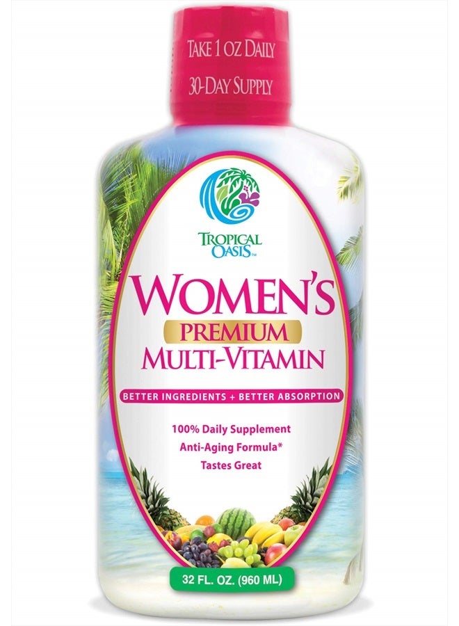 Tropical Oasis Premium Liquid Multivitamin for Women | Sugar Free Women's Multivitamin | 100+ Vitamins, Minerals & Herbs Promote Anti-Aging, Heart, Brain & Bone Health |98% Absorption Rate | Non-GMO | 32 Serv - Image 1