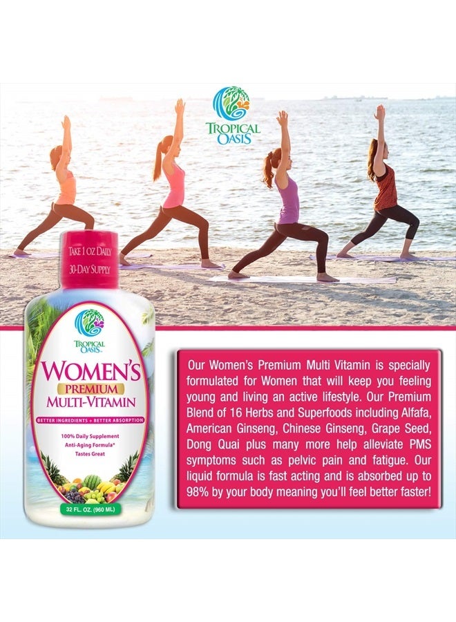 Tropical Oasis Premium Liquid Multivitamin for Women | Sugar Free Women's Multivitamin | 100+ Vitamins, Minerals & Herbs Promote Anti-Aging, Heart, Brain & Bone Health |98% Absorption Rate | Non-GMO | 32 Serv - Image 3