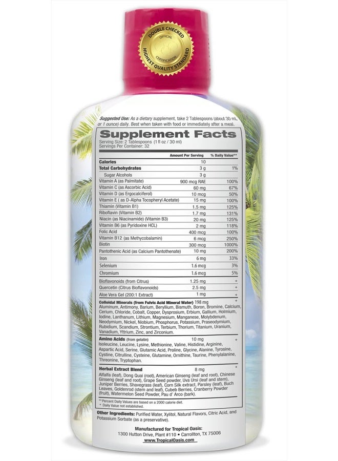 Tropical Oasis Premium Liquid Multivitamin for Women | Sugar Free Women's Multivitamin | 100+ Vitamins, Minerals & Herbs Promote Anti-Aging, Heart, Brain & Bone Health |98% Absorption Rate | Non-GMO | 32 Serv - Image 2