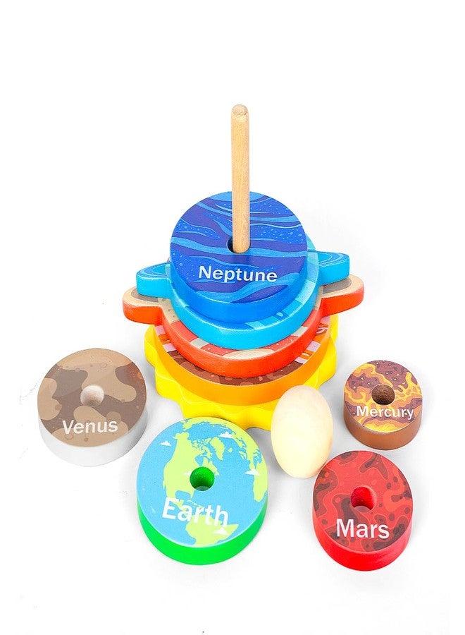 Shooting Star Planet Stacker Toy for Kids - Age 3 and Up Educational Solar System Balancing Game with Colorful Wooden Planets Learning Activity for Toddlers | STEM Montessori Toy Gift - Image 3