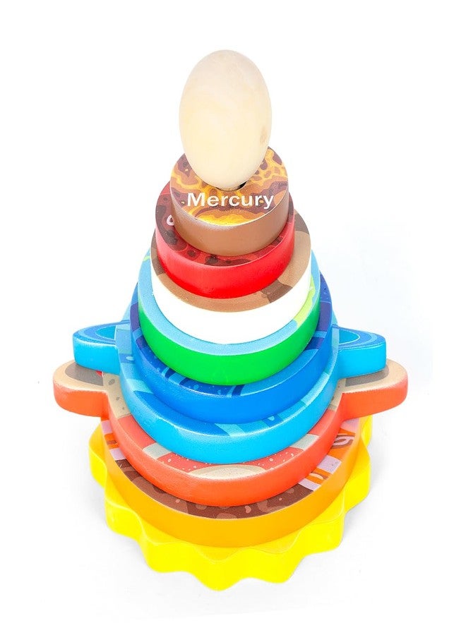Shooting Star Planet Stacker Toy for Kids - Age 3 and Up Educational Solar System Balancing Game with Colorful Wooden Planets Learning Activity for Toddlers | STEM Montessori Toy Gift - Image 1