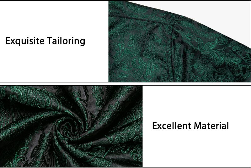 DiBanGu Mens Silk Paisley Dress Shirts,Long Sleeve Button Down Shirt Casual Regular Fit Shirt for Men Wedding Party, Emerald Green, X-Large - Image 5
