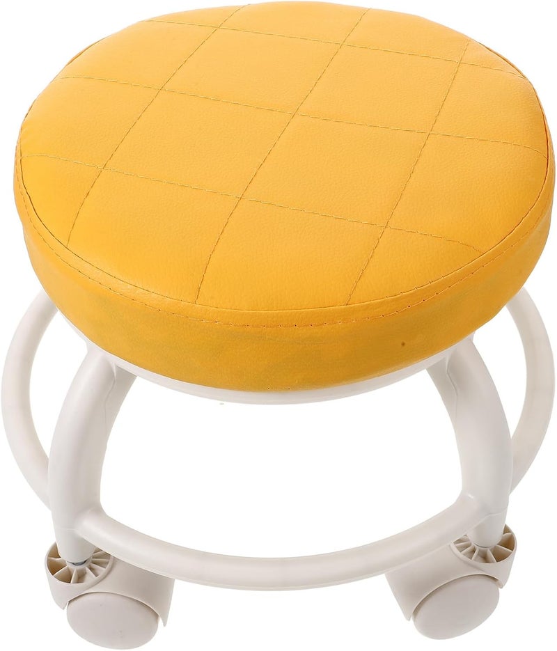 VICASKY Low Round Rolling Pedicure Stool with 360° Swivel Wheels Small Height Footrest Stool for Salon and Home Use Orange - Image 1