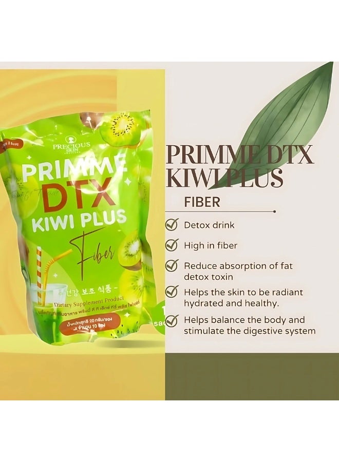Precious Skin Primme DTX Kiwi Plus Fiber | 10 Sachets | Natural Detox Drink for Weight Management & Digestive Health - Image 2