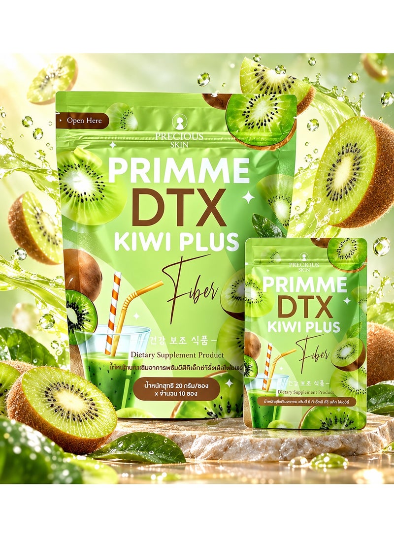 DTX Primme Kiwi Plus Fiber Detox Drink, 10 Sachets for Weight Management & Digestive Health - Image 1