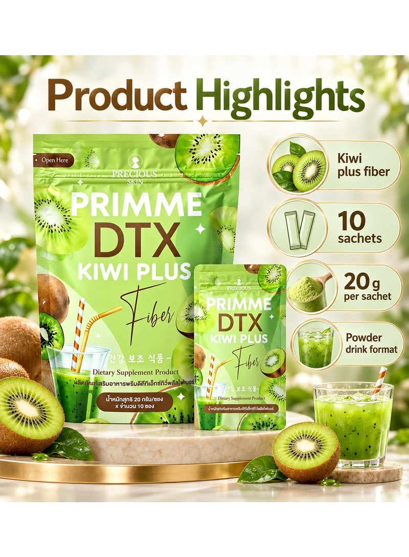 DTX Primme Kiwi Plus Fiber Detox Drink, 10 Sachets for Weight Management & Digestive Health - Image 4