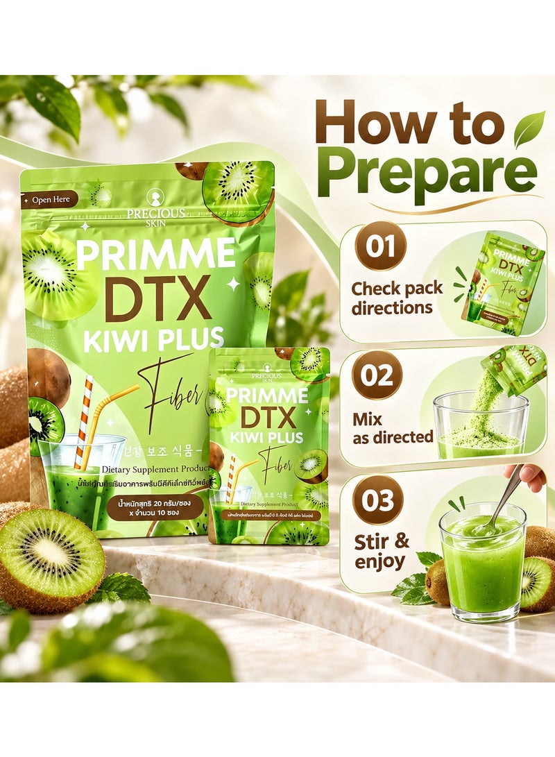 DTX Primme Kiwi Plus Fiber Detox Drink, 10 Sachets for Weight Management & Digestive Health - Image 2