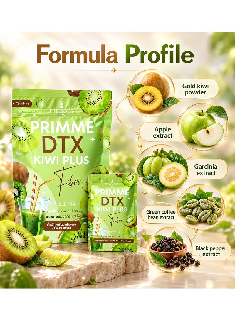 DTX Primme Kiwi Plus Fiber Detox Drink, 10 Sachets for Weight Management & Digestive Health - Image 3