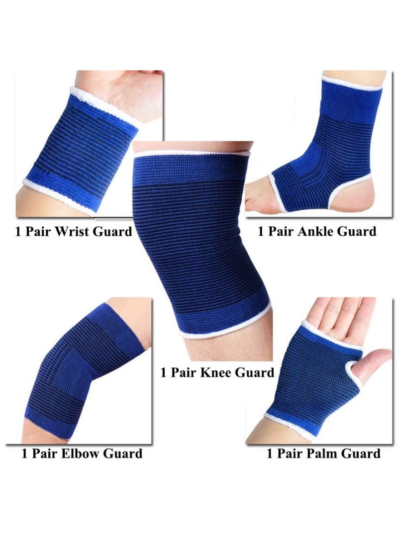Generic Protective Gear Set Knee, Wrist, Elbow, Ankle and Palm pads 10Pcs, Blue  - Image 1