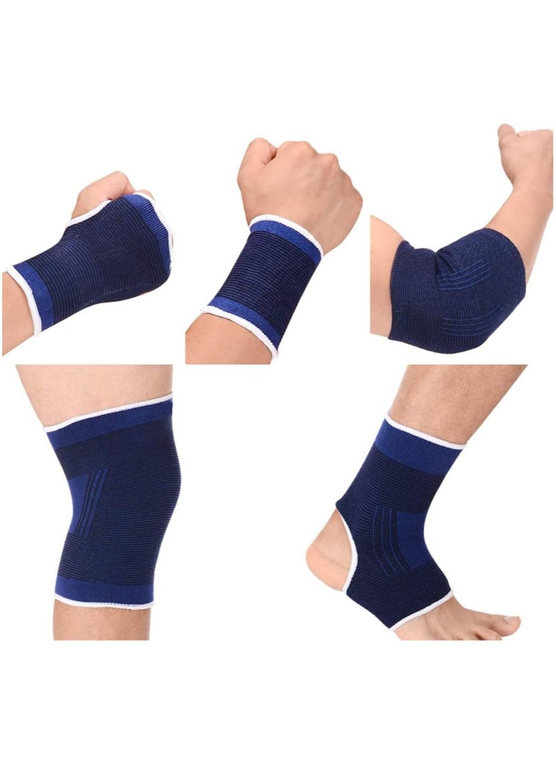 Generic Protective Gear Set Knee, Wrist, Elbow, Ankle and Palm pads 10Pcs, Blue  - Image 2