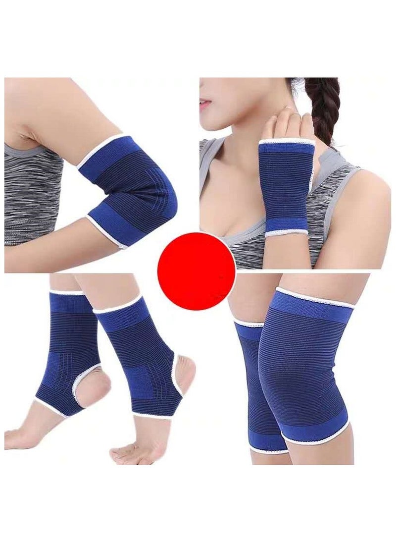 Generic Protective Gear Set Knee, Wrist, Elbow, Ankle and Palm pads 10Pcs, Blue  - Image 3