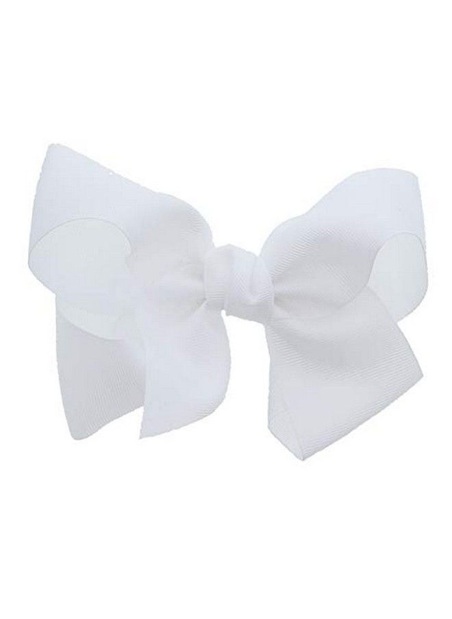 Motique Accessories White 5.5 Inch Grosgrain Hair Bow Clip For Woman And Girls  - Image 3