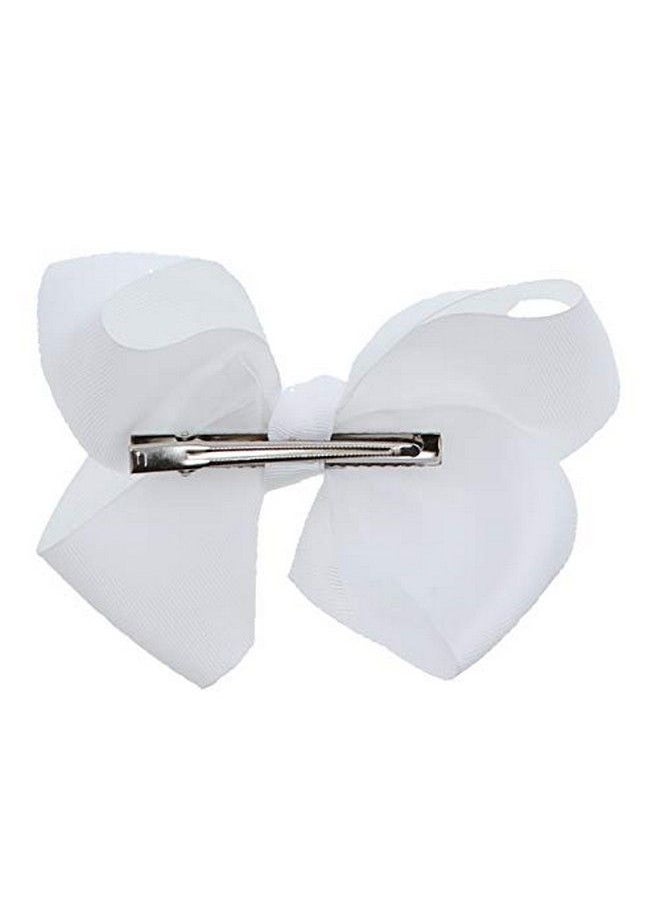 Motique Accessories White 5.5 Inch Grosgrain Hair Bow Clip For Woman And Girls  - Image 4