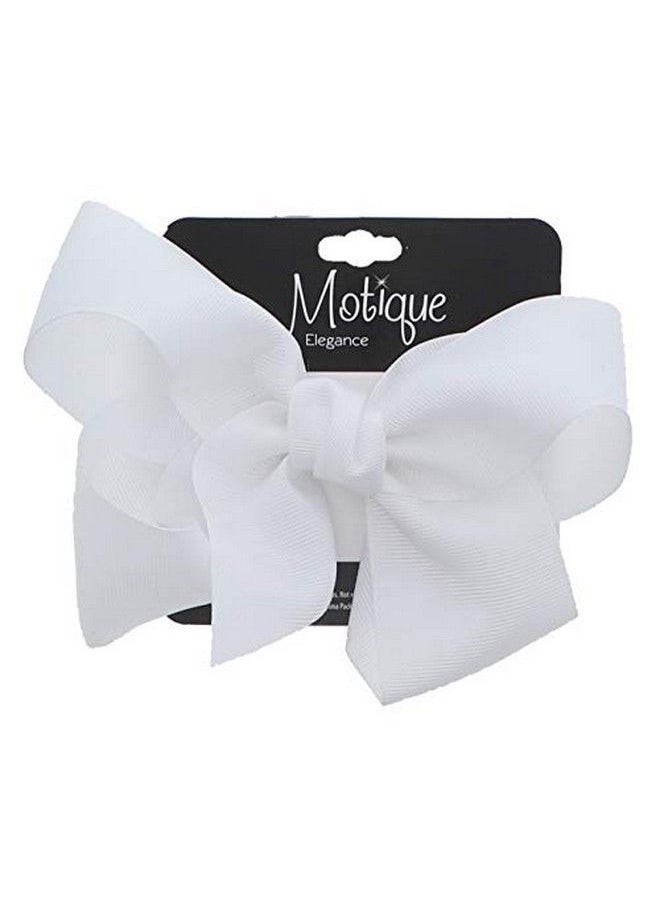 Motique Accessories White 5.5 Inch Grosgrain Hair Bow Clip For Woman And Girls  - Image 5