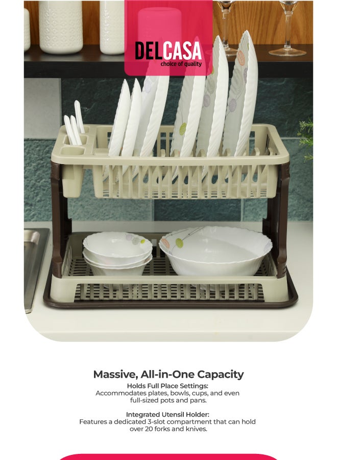 DELCASA Double Layer Dish Drainer Rack Assorted 44x8x30cm - Image 3