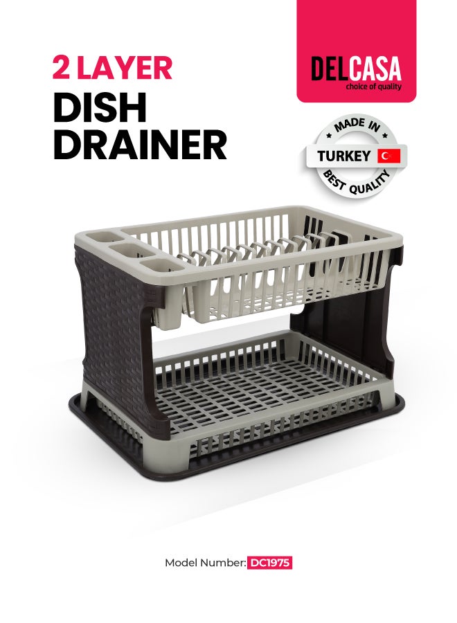 DELCASA Double Layer Dish Drainer Rack Assorted 44x8x30cm - Image 1