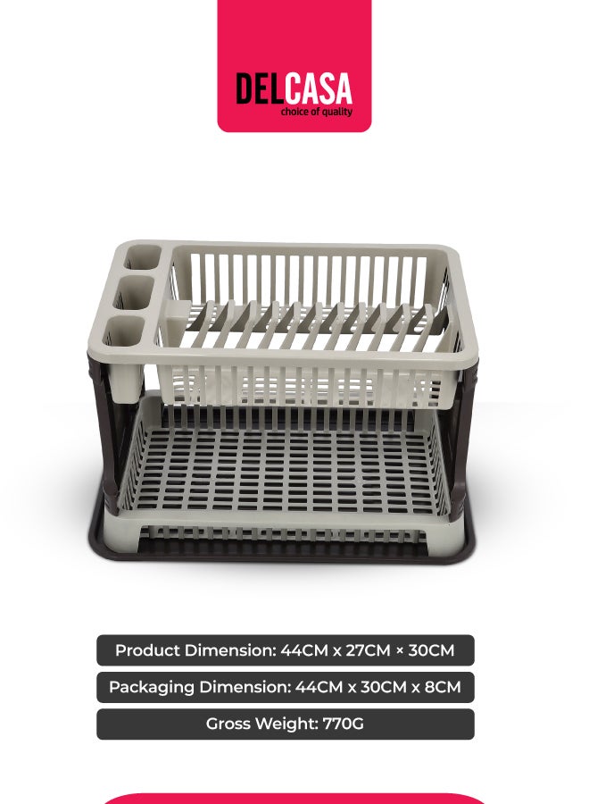 DELCASA Double Layer Dish Drainer Rack Assorted 44x8x30cm - Image 5