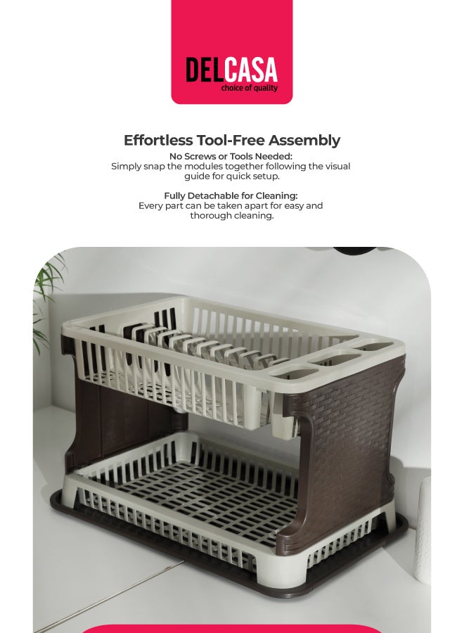 DELCASA Double Layer Dish Drainer Rack Assorted 44x8x30cm - Image 4